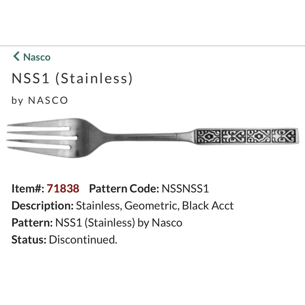 Nasco NSS1 Stainless Flatware 9pc Serving Set Iced Tea Spoons Geometric Black